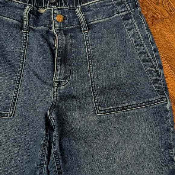 EUC J. Crew Utility Denim Jogger Pants Ladies Size 30 Elastic & Button Zip Waist - Picture 8 of 11